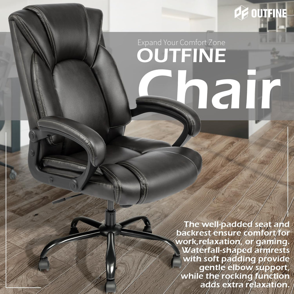 Executive Desk Chair Computer Chair with 5-Year hydrolysis-Resistant Leather Spring Cushion Ergonomic Support Tilting