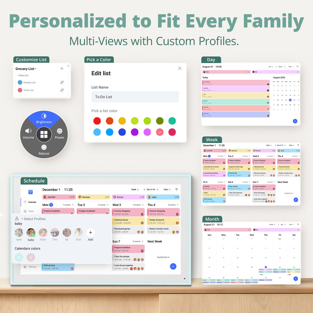 15.6 inch Digital Calendar & Chore Chart - Interactive Touchscreen Smart Family Planner, Digital Picture Frame for