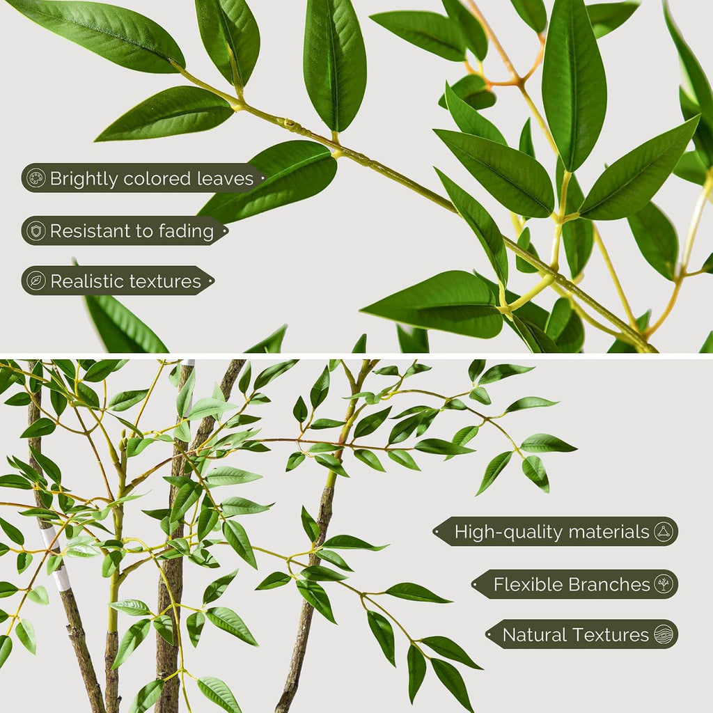 4.6ft Faux Bamboo Tree Artificial Nandina Tree Artificial Indoor Plants Realistic Fake Potted Tree with 800+ Leaves