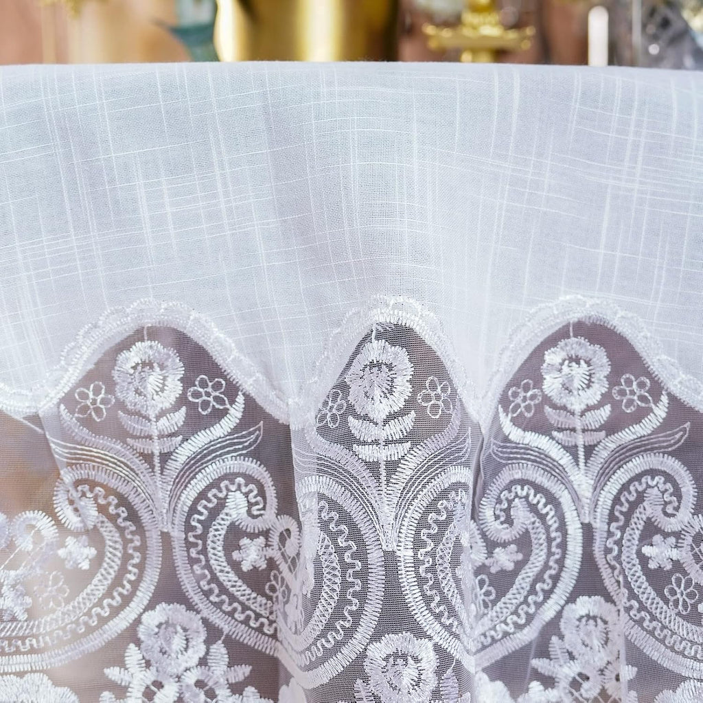 Lace Rectangular Tablecloths with Exquisite Macrame Border Clear Embroidered Kitchen Holidays Fabric