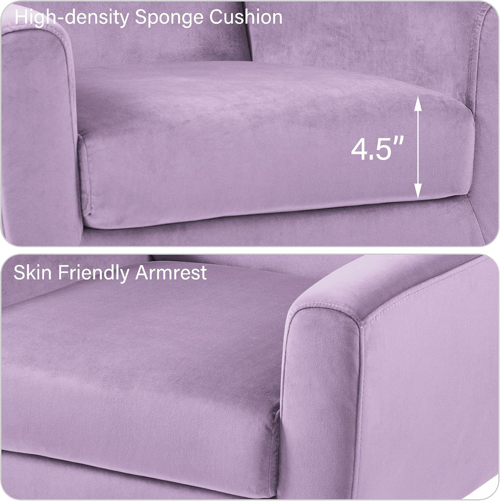Accent Chair, Mid-Century Modern Velvet Fabric Chairs with Arms , Comfy Upholstered Club Single Sofa Armchair Waiting
