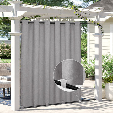 Linen Look Outdoor Curtains 110x108 inch, Grey