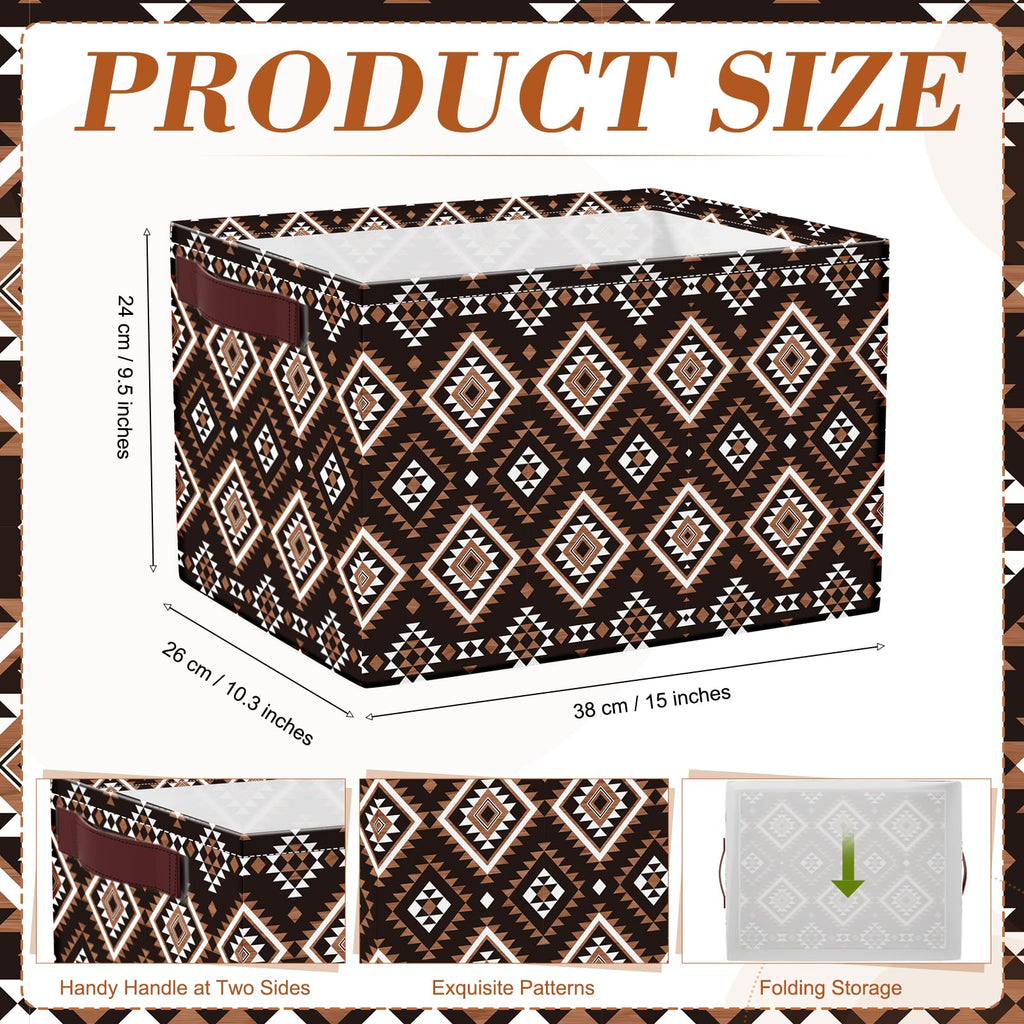 3 Pack Western Aztec Geometric Storage Bins Boho Rustic Laundry Basket