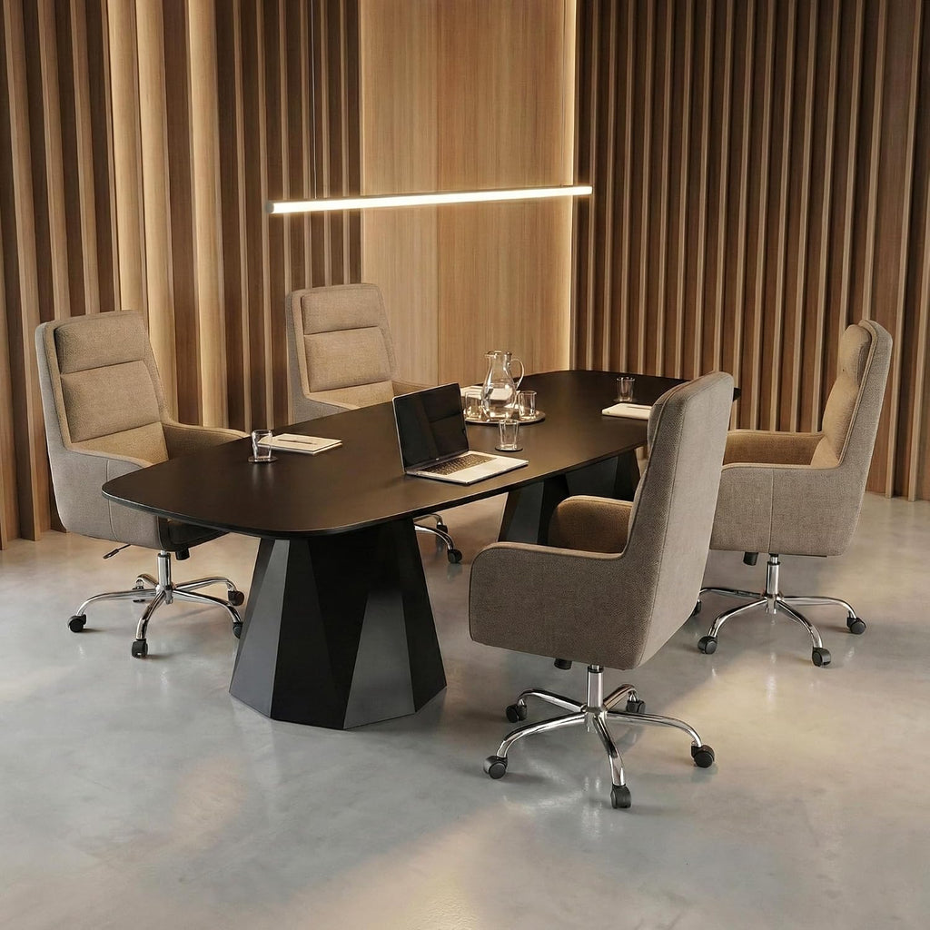 Modern Executive High Back Home, Upholstered Desk Chair with Wheels, Vanity Chair with Head and Lumbar