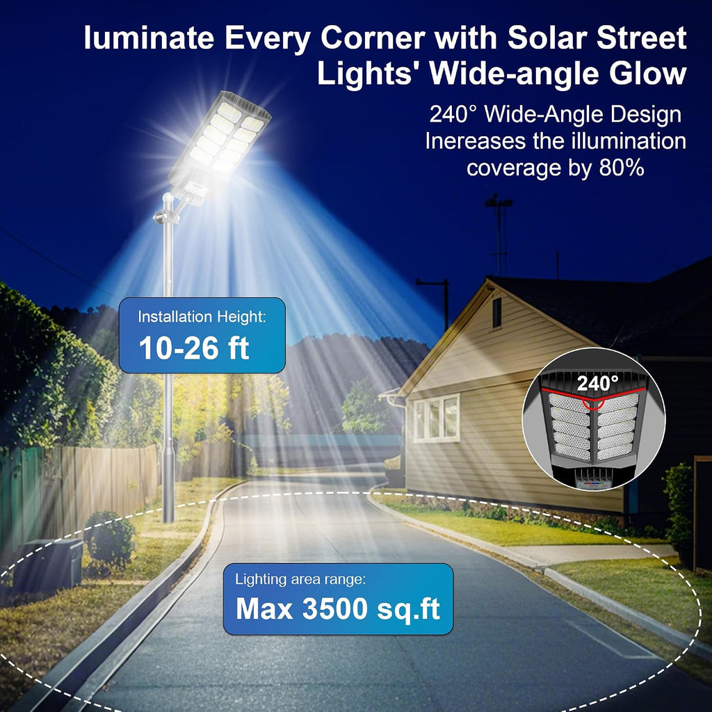 Solar Street Light Outdoor Waterproof Pole Led Solar Lights for Yard | High Liumen Outdoor Solar Flood Light for