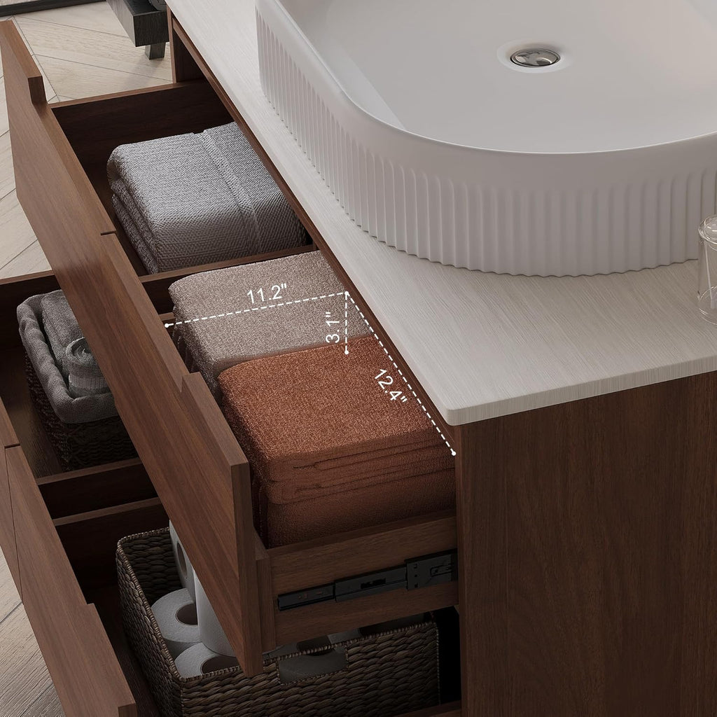 36" Bathroom Vanity with Sink & Countertop - Freestanding Modern Vanity Cabinet