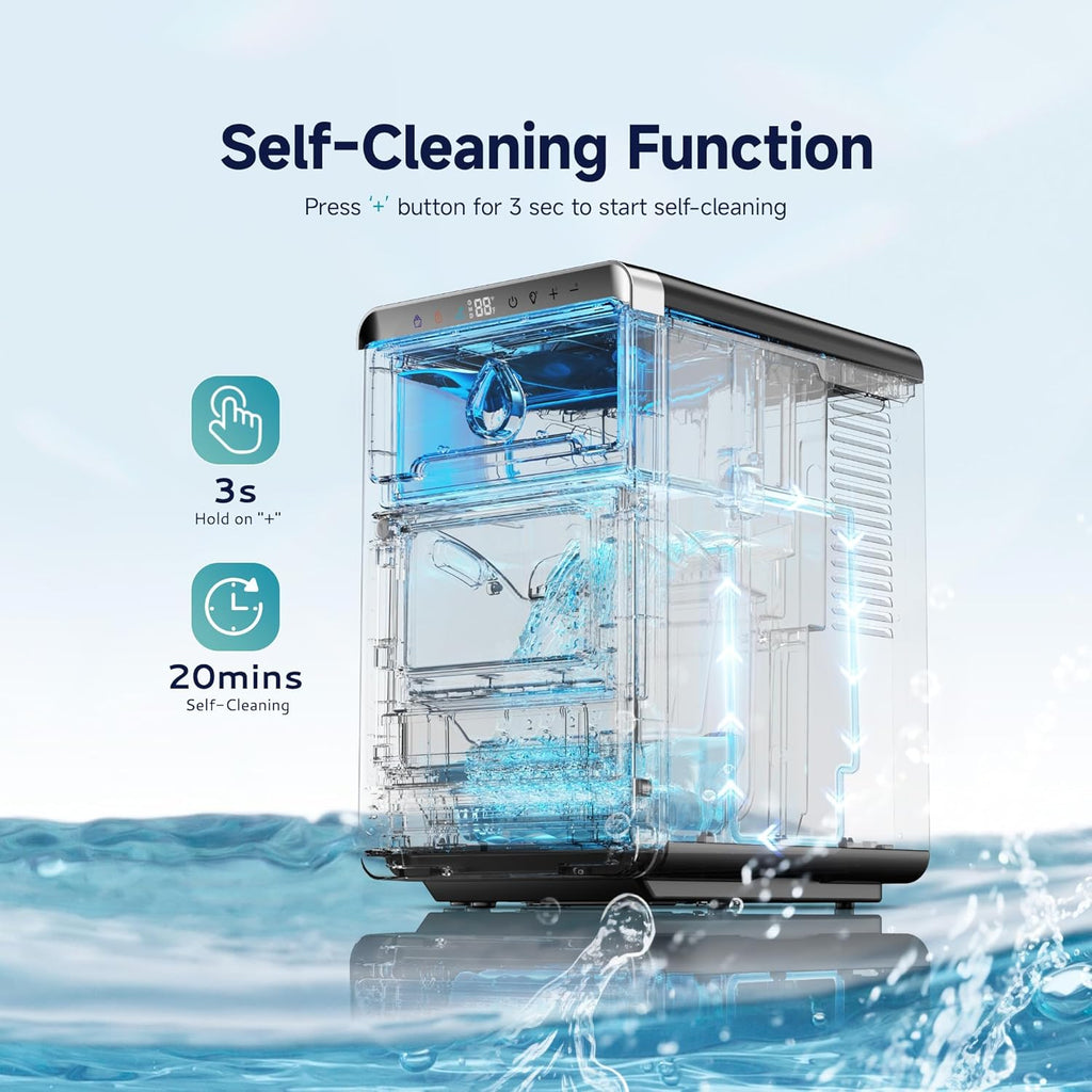 LunaArc Crescent Ice Maker Countertop, 16Pcs Ready in 12Mins, 1600Pcs/Day, Auto Deep Cleaning, Timer, Adjustable Ice