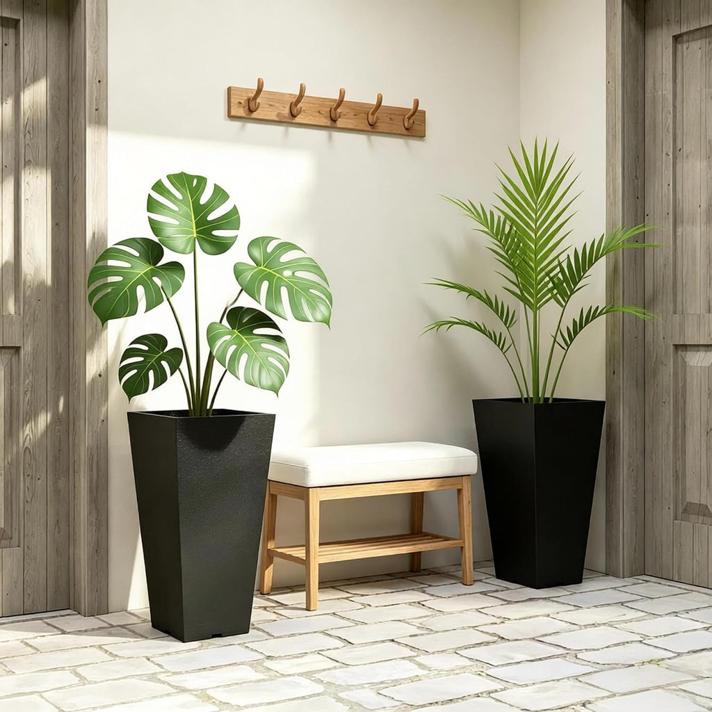 Garden Pots & Planters, Outdoor Tall Planters for Plants, Indoor | Set of 2 tall 22.8in planters. Durable PP resists