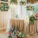 4 Set 5 Arm Gold Candelabra Centerpieces for Table, 35'' Tall Wedding Metal Candlestick Floor Holder Acrylic Clear