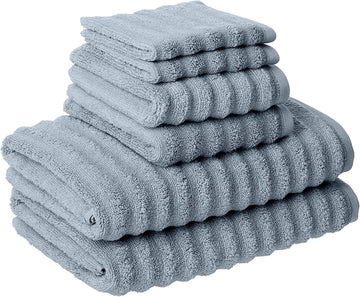 Luxury Spa Collection | 6-Piece Ultra Soft Quick-Dry 550GSM 100% Combed Cotton Wavy Towel Set by [Spa Blue]