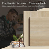 Executive Desk with 5 Drawers, 57" Modern Rattan Home Office Desk with Charging Station, File Drawer