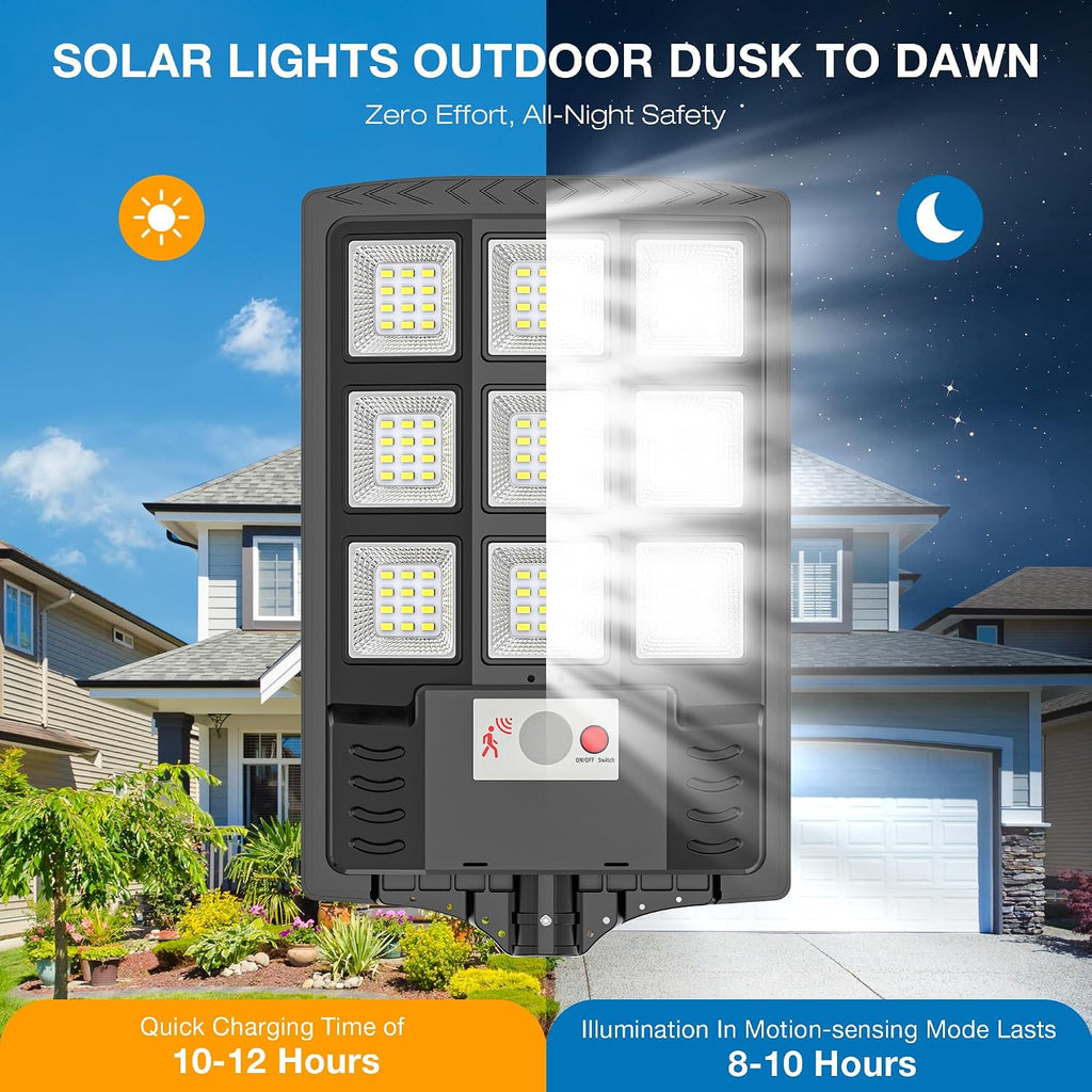 Solar Lights Outdoor, 6500K Motion Sensor Security Lights, 2-Pack | IP66 waterproof with dusk to dawn lighting