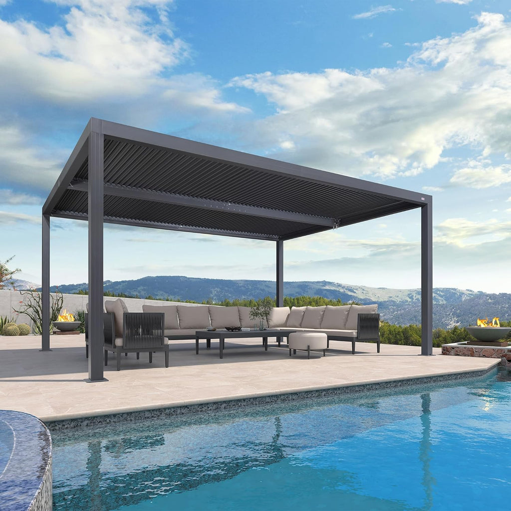 LED Louvered Pergola 94AS 12'x 16' Full Aluminum Frame and A - Image 2