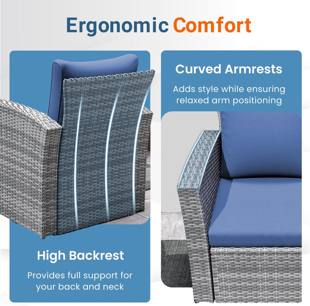 Lane 4 Piece Patio Furniture Set, Wicker Outdoor Patio Conversation Furniture Set