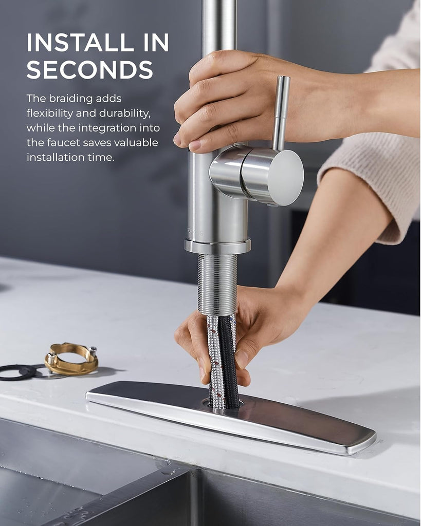 Kitchen Faucets with Pull Down Sprayer, Brushed Nickel Stainless Steel