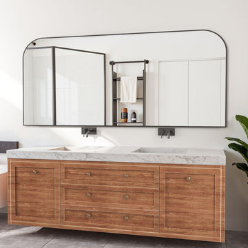 Bathroom Mirror, Wall Mirrors, Black Metal Framed Wall-Mounted Mirrors, Bathroom Vanity Mirror for Over Sink, Living