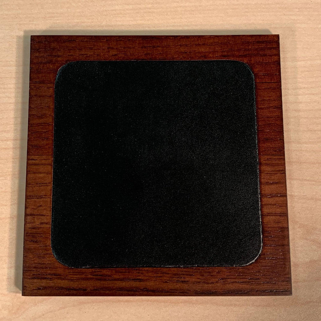 Walnut and Leather 4 Coaster Set