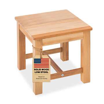 12" Wooden Step Stool, Small Wood Stool - White Oak