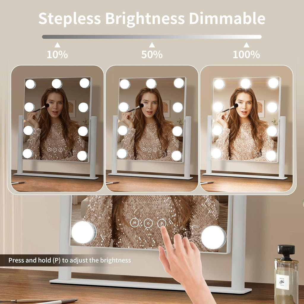 Vanity Mirror with Lights, Makeup Mirror with Lights,3 Color Lighting Modes Detachable 10X Magnification Mirror Touch