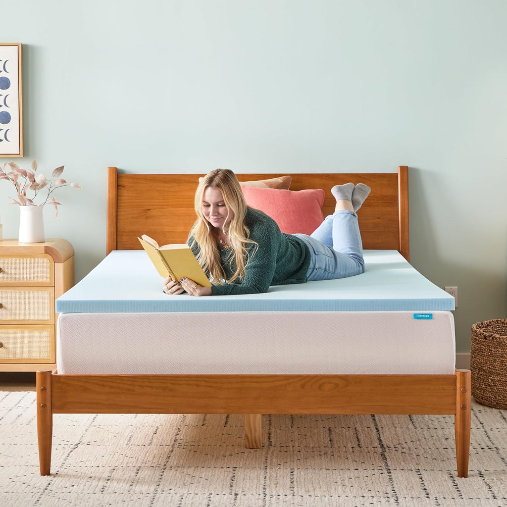Memory Foam Mattress Topper, Queen Size - 2 Inch Gel Infused Memory Foam - Plush Feel - Cooling and Pressure