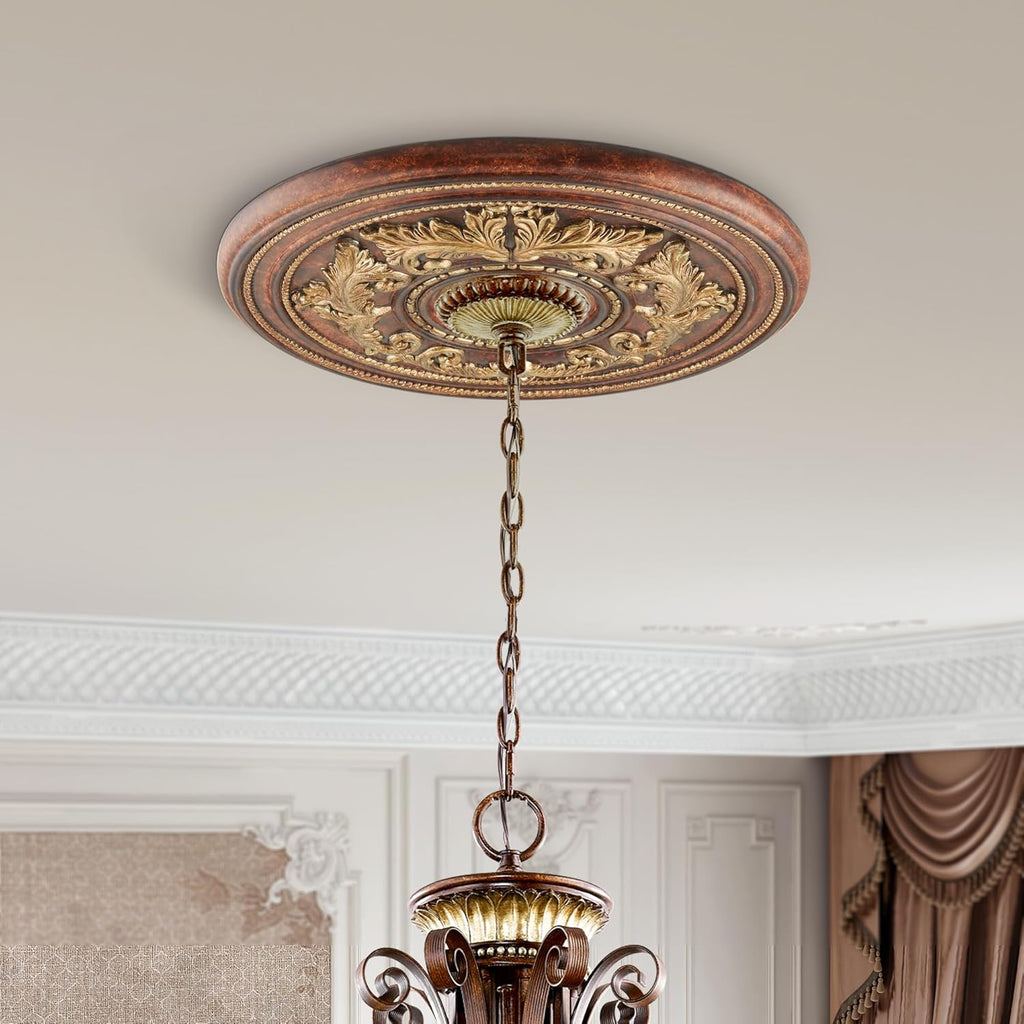 Ceiling Medallion in Verona Bronze with Aged Gold Leaf Accents