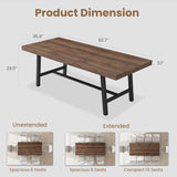 63-83" Extendable Dining Table, Industrial Rectangular Dining Room Table for 6-8 People, Expandable Kitchen Table