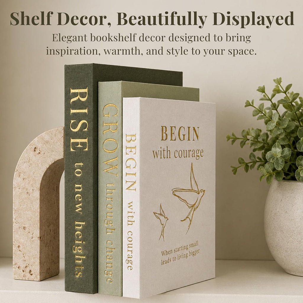 Decorative Books Decor | Elevate your Bookshelf Decor with Coffee Table Books (Fake Books Set of 3) | Faux Books for