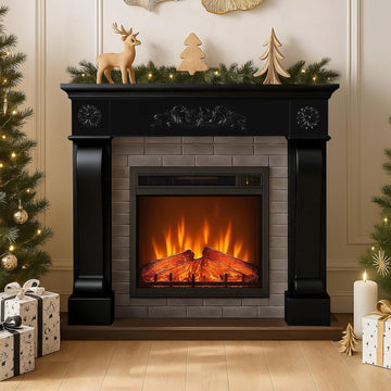 Surround, Freestanding Wood Mantel with Leg, Decorative Farmhouse Fireplace Frame, Premium Grade A MDF Anti-Tipping