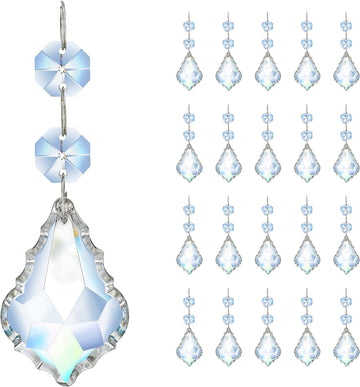 20pcs Crystal Chandelier Prism Pendant, 50mm Suncatchers Hanging Crystals - Clear Maple Leaf Crystal Sun Catcher