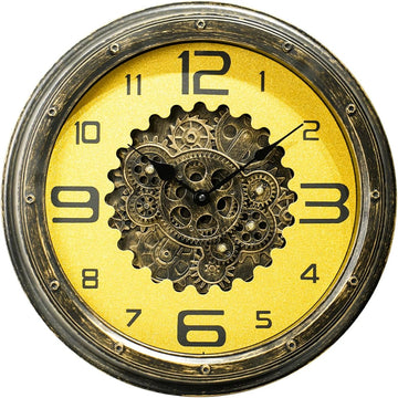 16 inch Large Gear Clock with Real Moving Gears, Steampunk Gold Wall Clock, Suitable for Living Rooms, Offices, Factories, Bedrooms, and...