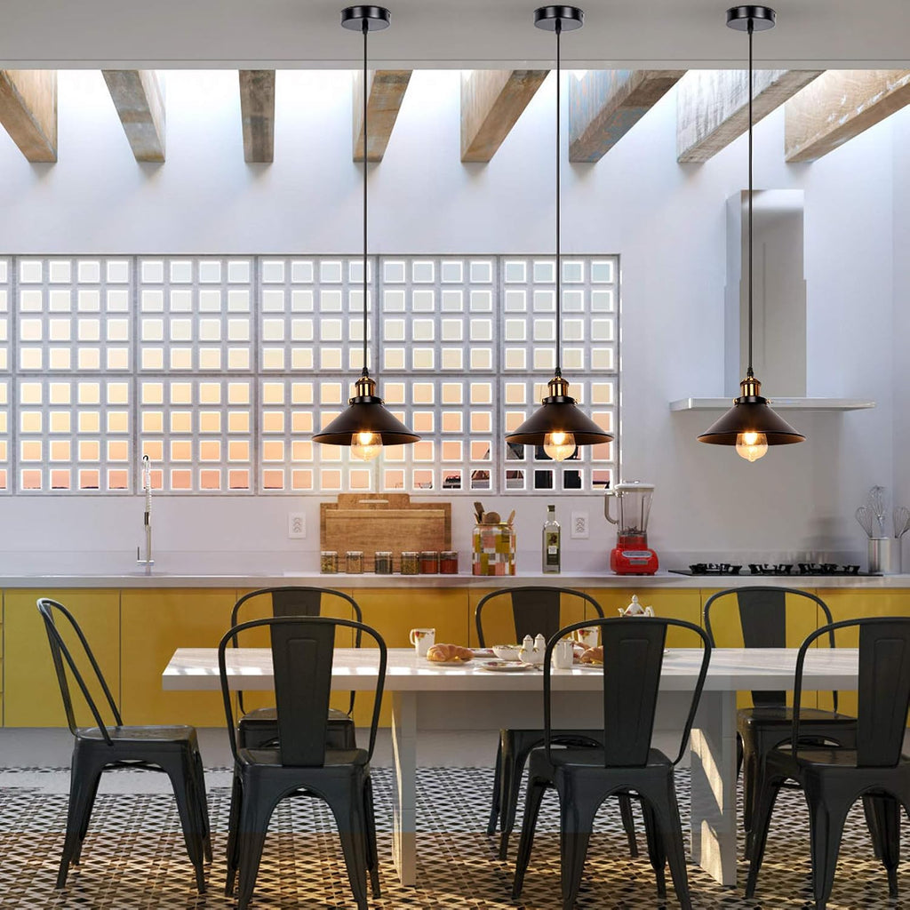 Industrial Retro Black Iron Kitchen Restaurant Bar Balcony Hanging Pendant Light (1 Pack)
