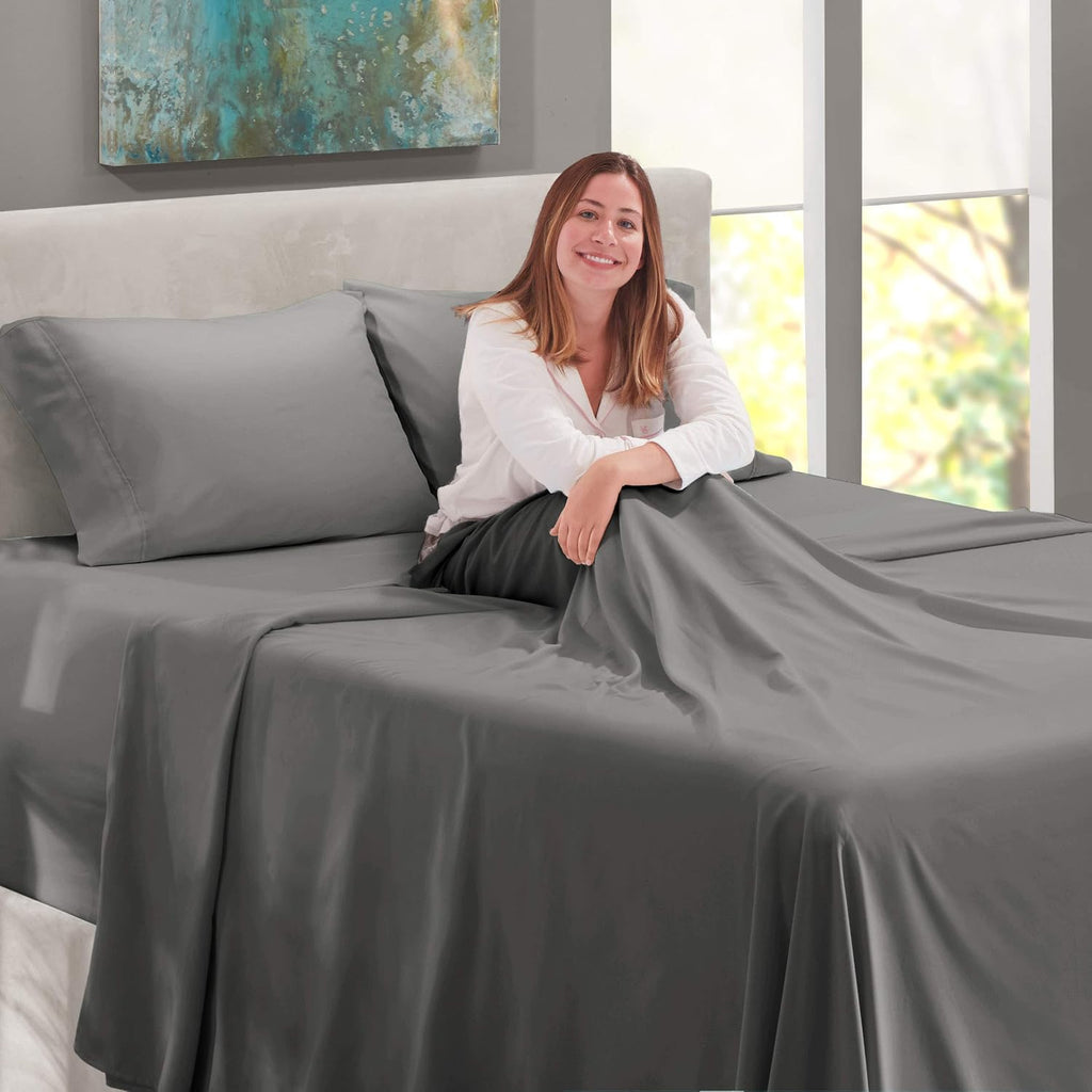 Sheet Set, 4 Piece Extra Deep Pocket (18-24 inches), Microfiber, Cooling, Hotel Luxury, Soft, Breathable