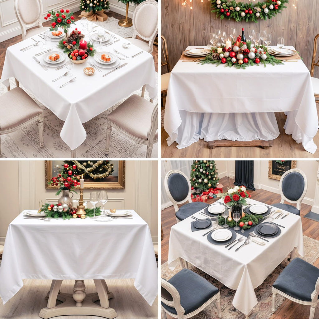 6 Pack White Square Tablecloths 52x52 Inch for Dining Tables