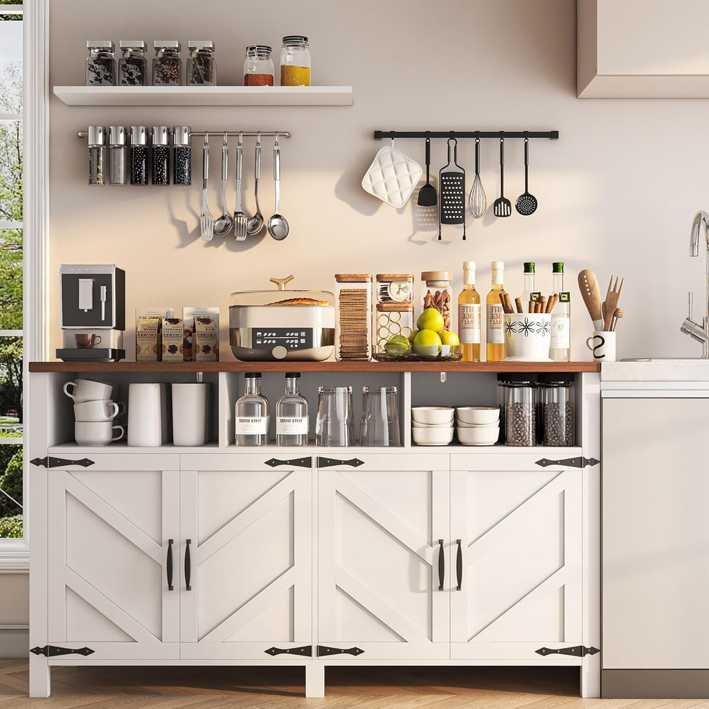 Buffet Sideboard with Storage Farmhouse with 4 Doors