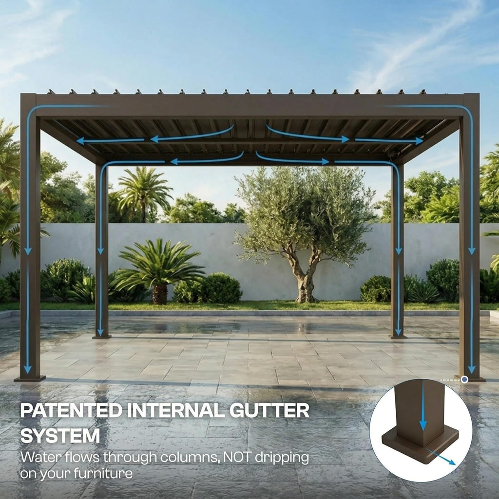 10' x 10' Louvered Pergola Outdoor Aluminum Pergola Kit with Adjustable Roof