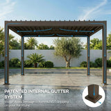 10' x 10' Louvered Pergola Outdoor Aluminum Pergola Kit with Adjustable Roof