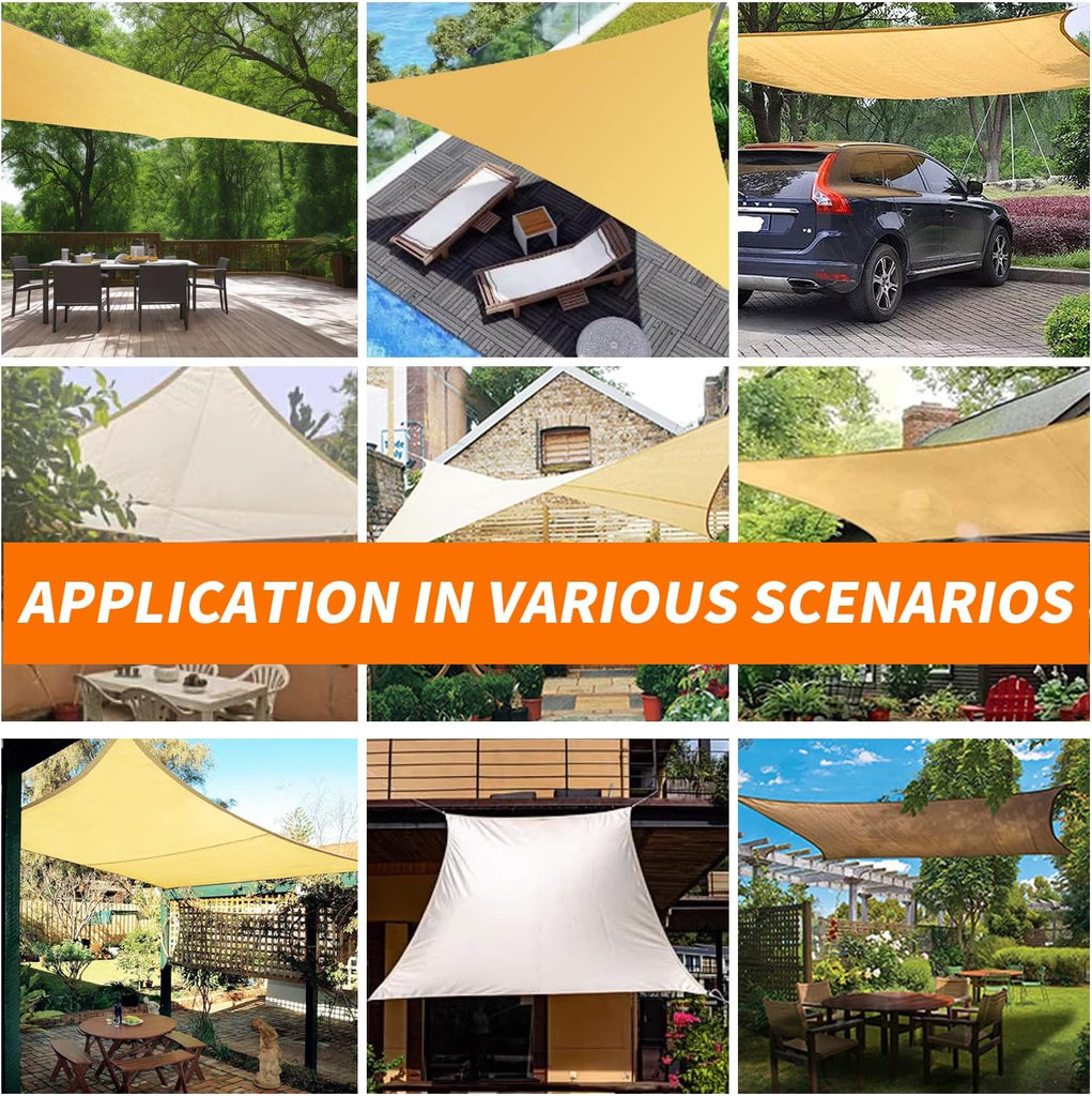 16'x20' Sun Shade Sail Curved Commercial Outdoor Shade Cover Dark Grey Rectangle Heavy Duty Permeable 185GSM UV Block