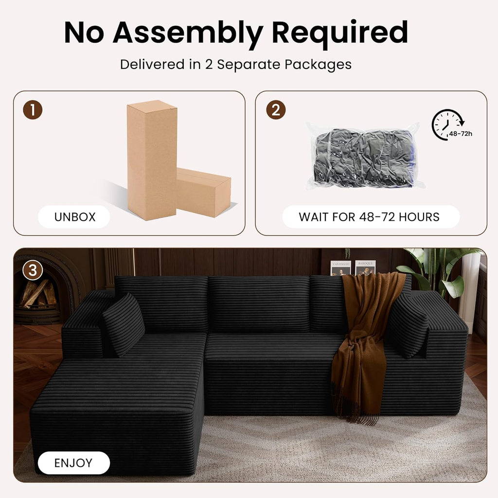 106" Cloud Sectional Boneless Couches for Living Room