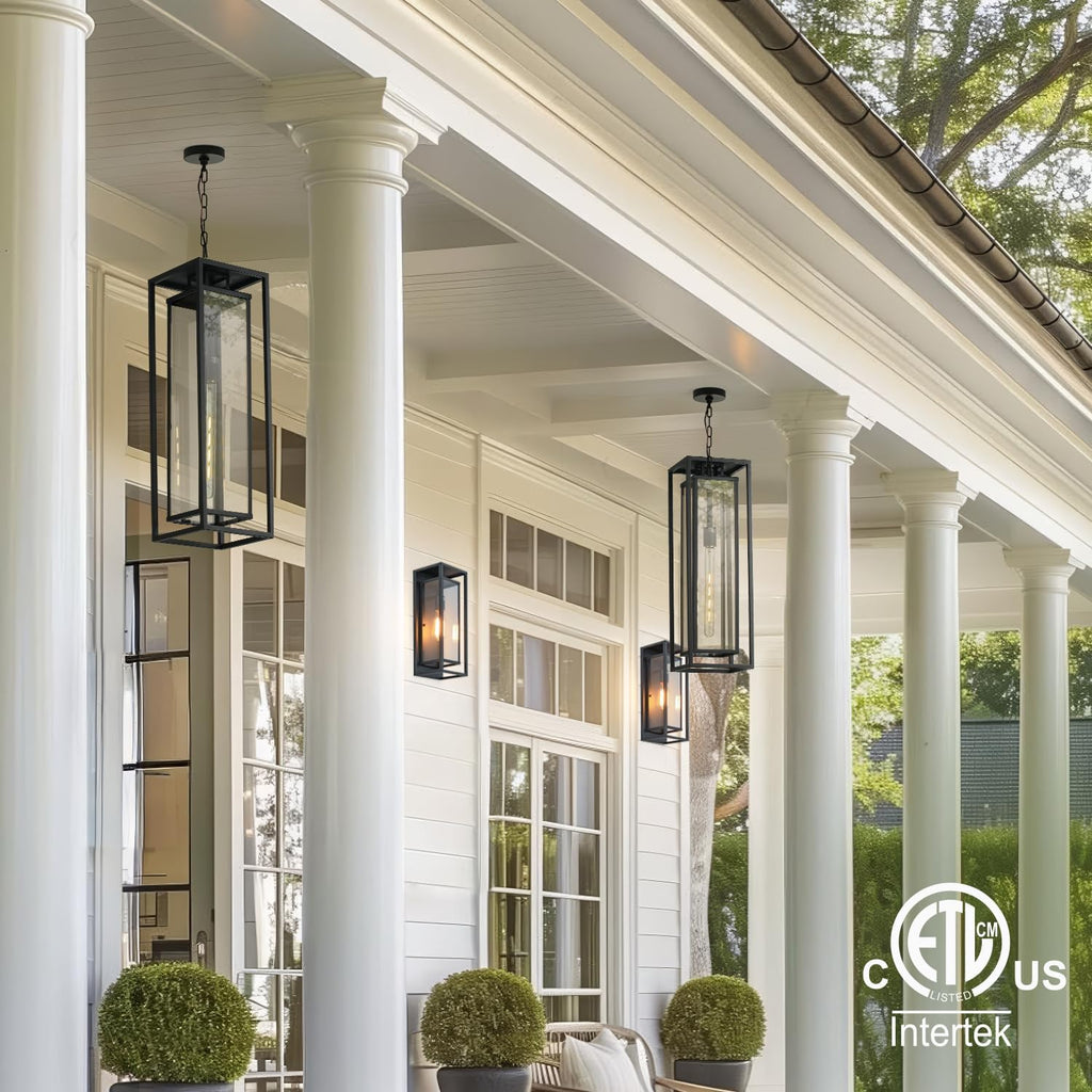 24" Outdoor Pendant Lights for Front Porch Hanging Lamps for House Outside Lighting Fixture for Patio Exterior