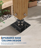 Modern Aluminum Outdoor Pergola with Retractable Canopy and Mesh Sides, Faux Wood Grain, Waterproof Gazebo for Patio