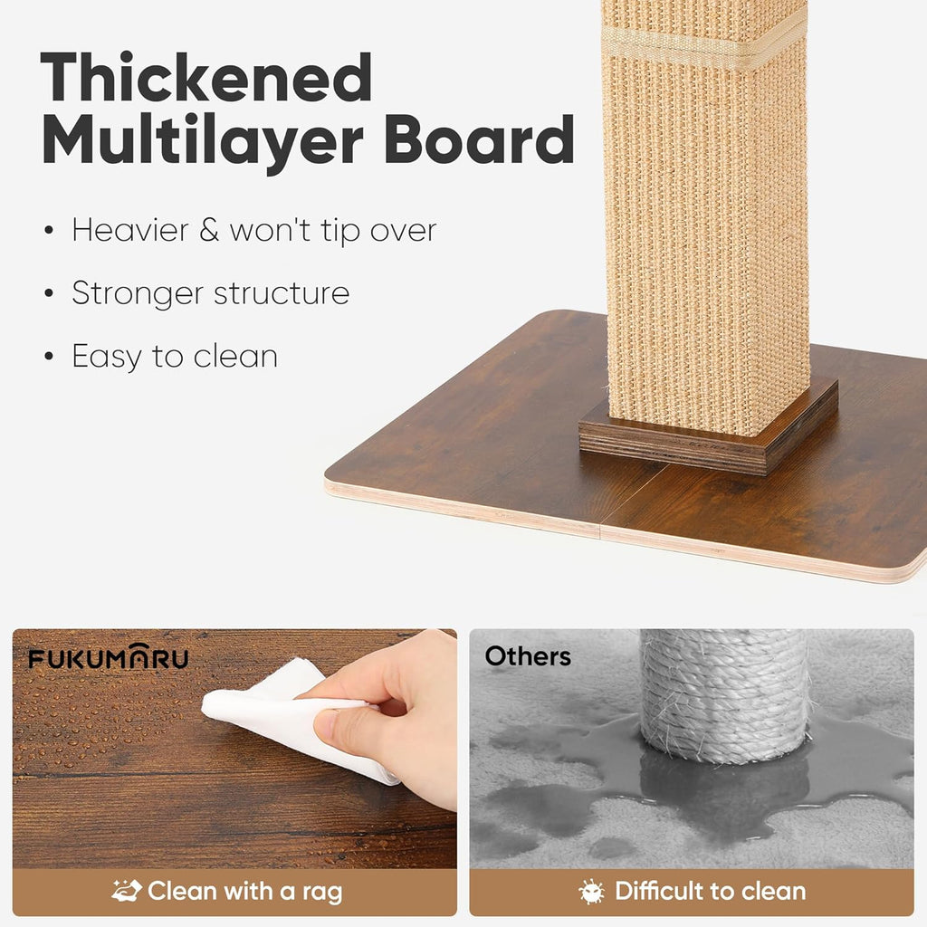 Cat Scratching Post, Retro-Style Tall Scratch Posts with Perch for Infoor Cats Adults