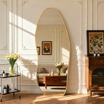 Mirror Full Length - Irregular Full Body Mirror Standing or Leaning or Wall Hanging 63"x 24" Asymmetrical Aviation