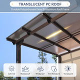 10' x 20' Lean to Gazebo, Hardtop Metal Gazebo Pergola with Polycarbonate Roof, Large Wall Mounted Heavy Duty Awnings