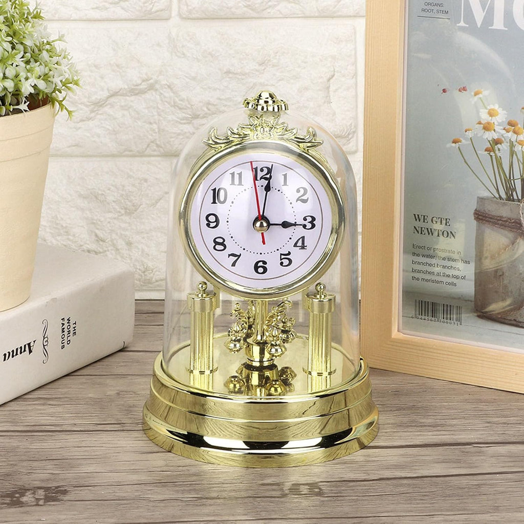 Vintage Table Clock, European Mantle Clock Silent Non Ticking Antique Anniversary for Living Room Bedroom Office Desk