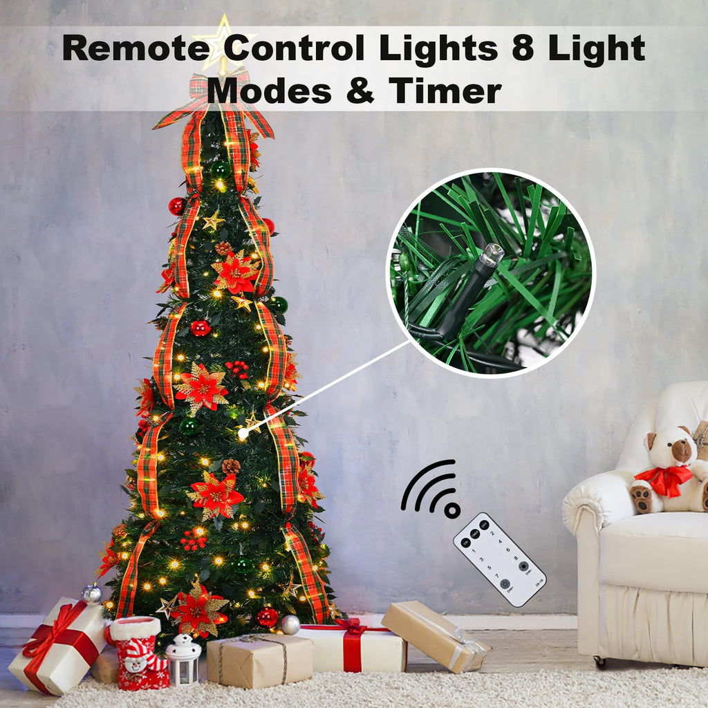 Prelit 6Ft, Pop Up with 200 Warm Lights
