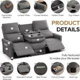 74'' RV 3 Seater Recliner Sofa, Linen Fabric Three Camper Couch 3 Seater Recliner