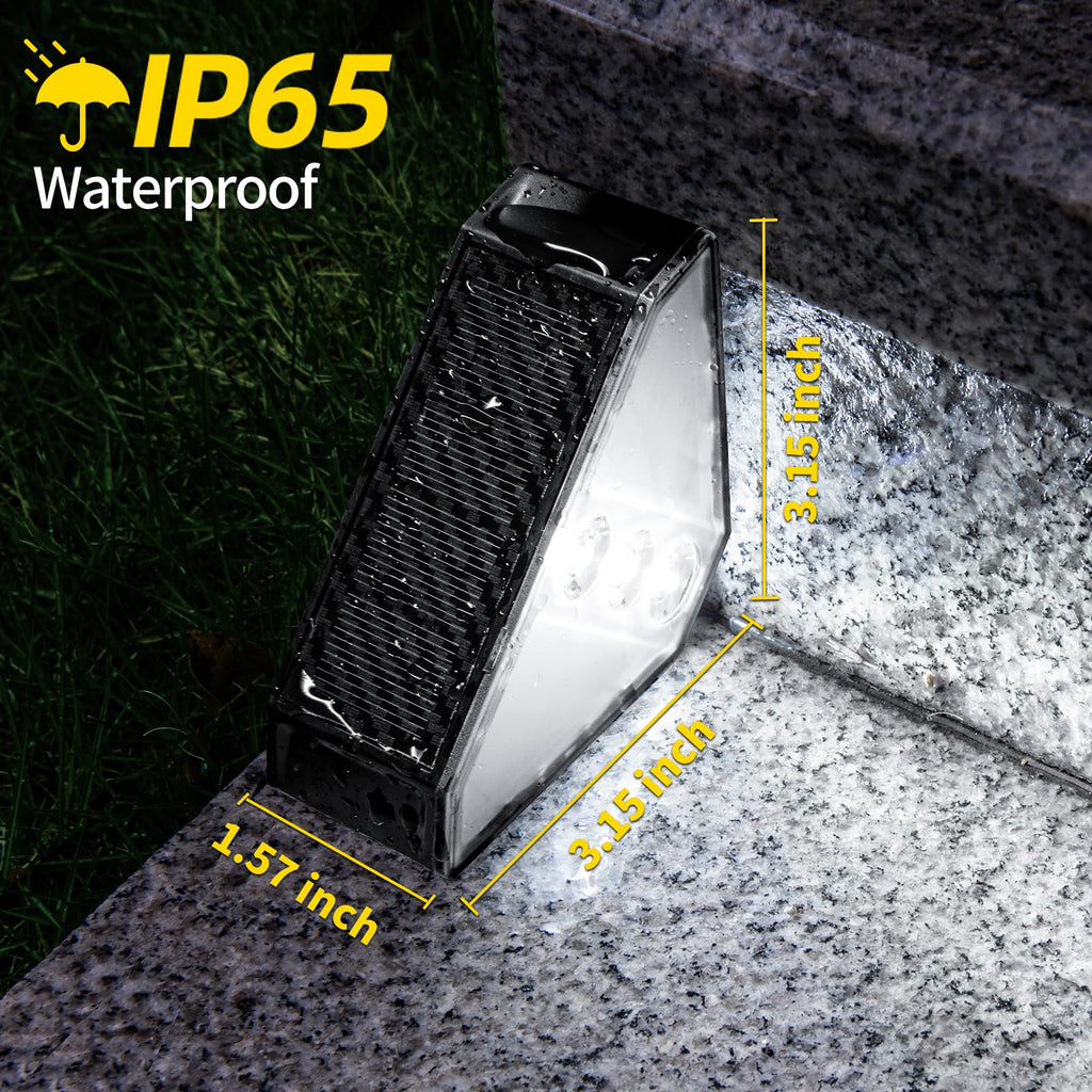 Solar Step Lights for Outside Waterproof, 8 Pack Outdoor Deck Steps Lights, Triangle Solar Stair Light for Outside