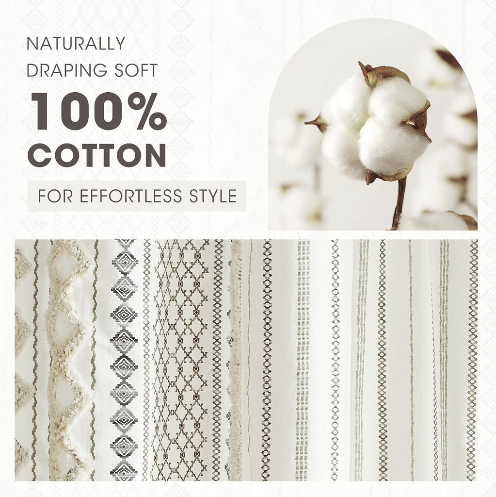 Imani Tufted Chenille 100% Cotton Shower Curtains Machine Washable, Modern Home Bathroom Décor Bathtub Privacy