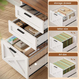 55.1" Farmhouse Office Desk with 3 Drawers, Executive Desk with File Drawer & Storage Shelves