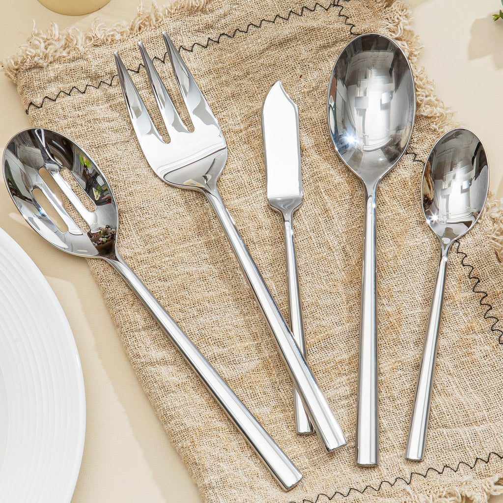 Silverware Set with Serving Utensils, 45-Piece Forged Flatware Set Cutlery Set Premium Stainless Steel, Service for 8